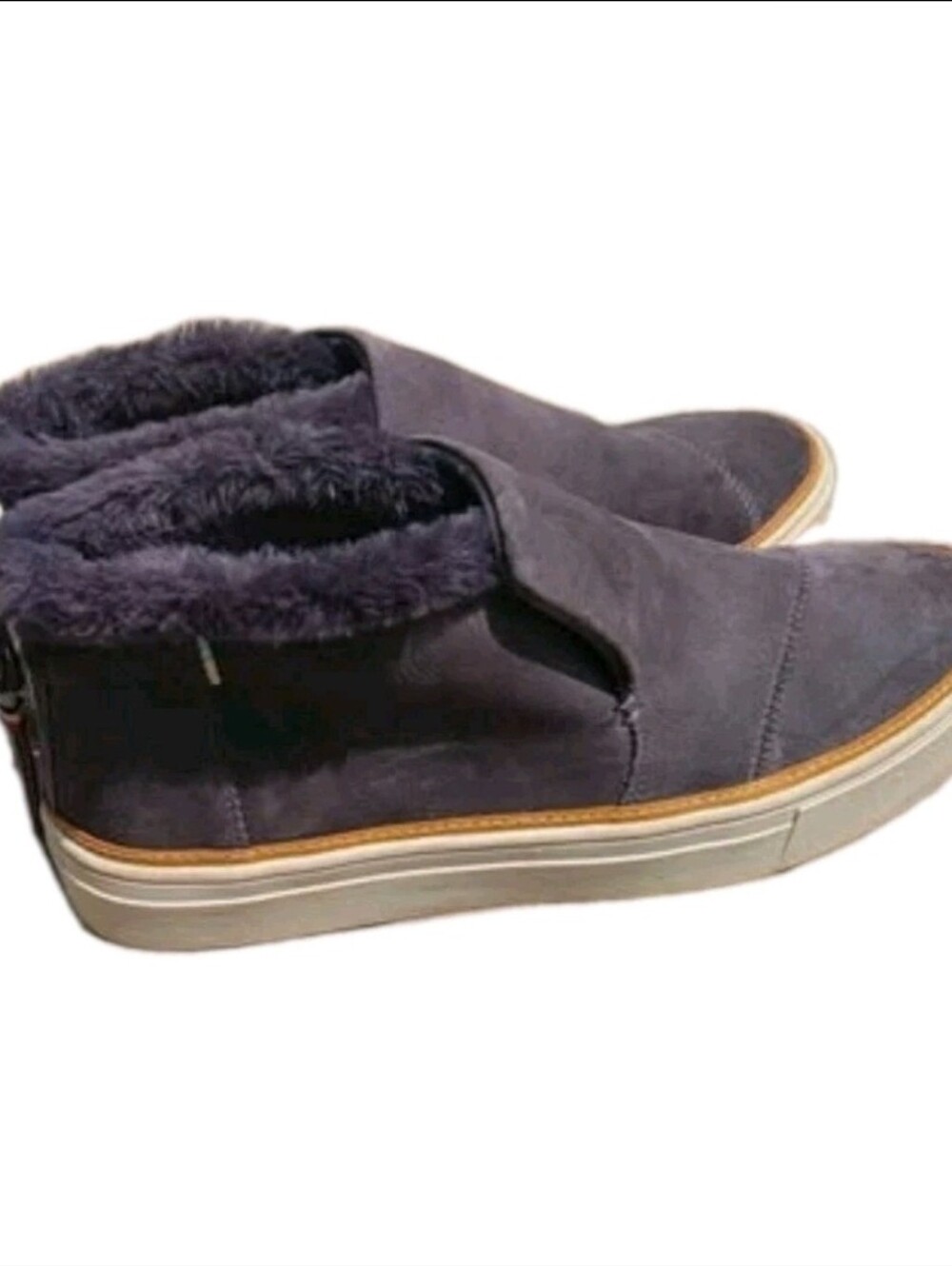 TOMS Women's Faux Fur Lined Suede Slip-On Sneakers/Booties - Gray - Size 10
